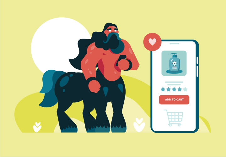 Cheetah Digital campaign centaur character illustration